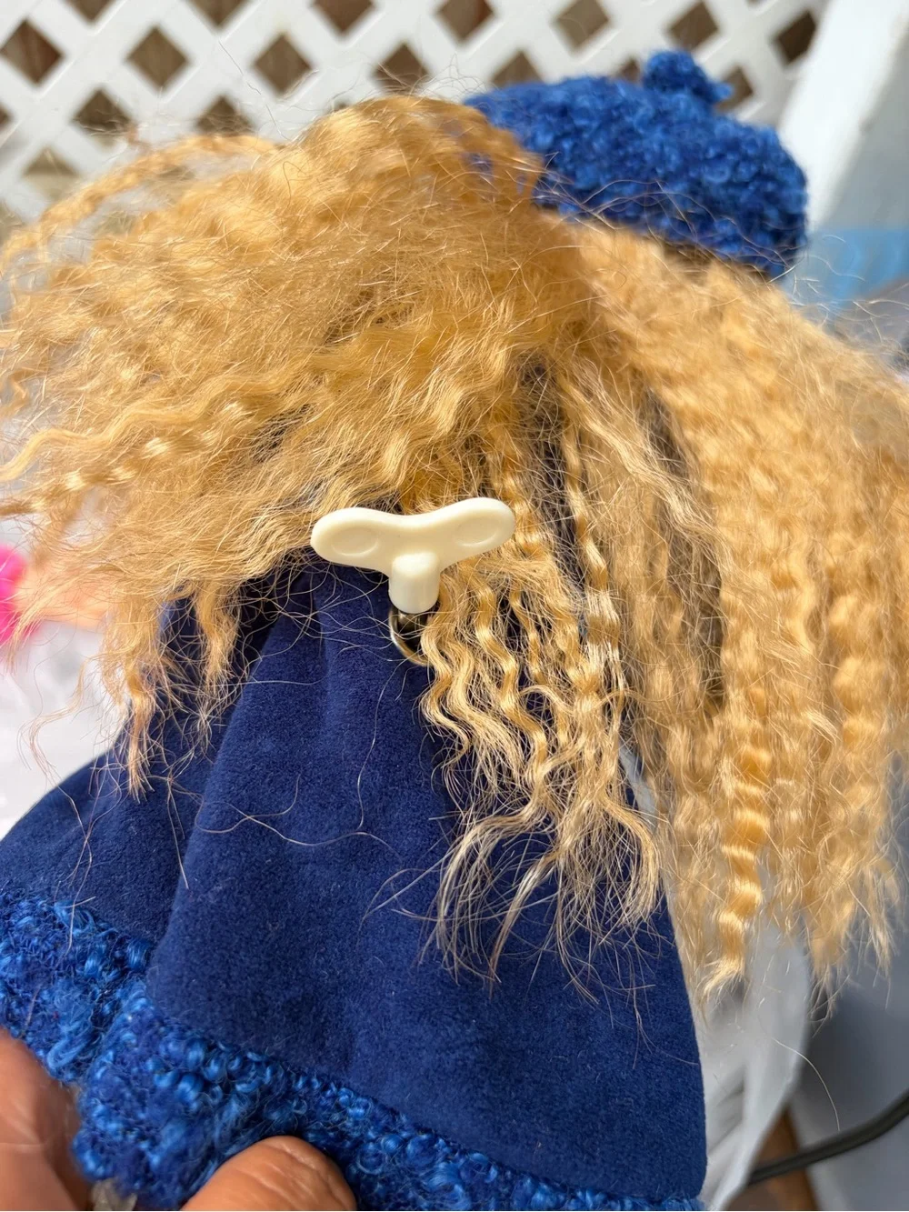 Classic Blue Coat Porcelain Doll with Matching Hat